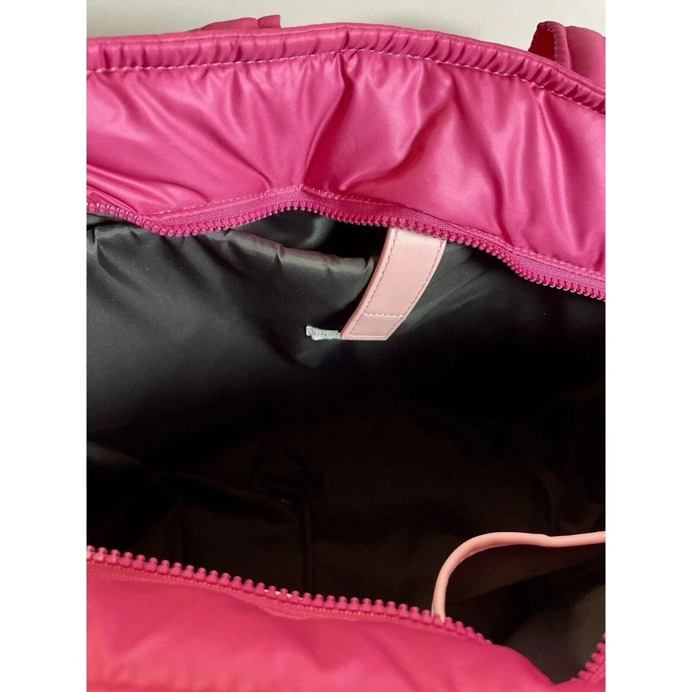 SINCERELY JULES Pink and Red Cherry Cherries Puffy Tote Bag NEW - Picture 2 of 3